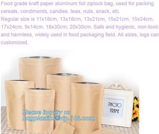 Food grade kraft paper aluminum foil Zip lockk bag, packing cereals,condiments,candies,teas,nuts,snack,food packaging pac