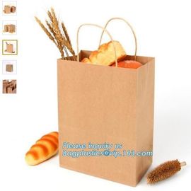 Custom brown bakery food grade packaging bread kraft paper bag with handles,Bread Packaging Paper Bags for Wholesale pak