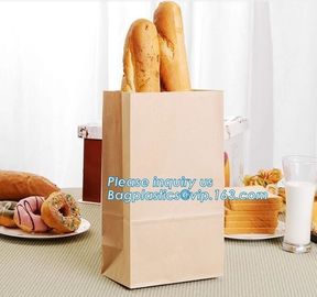 Custom bakery paper bag / Food grade bread packaging bags, white or brown craft paper bag,greaseproof kebab sandwich bre