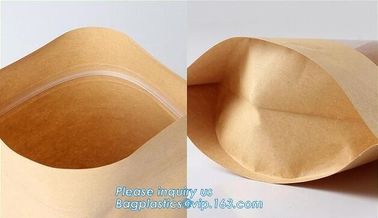 zipper. Zip lockk, Custom printed paper bread bags use for food packaging,Open Top Kraft Paper Laminated Foil Lined Flat B