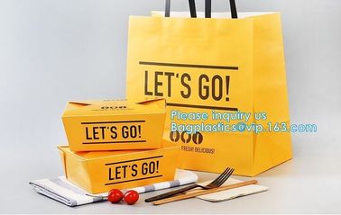 Promotion Recycled Custom Printed Grocery Food Take Away Shopping Brown Kraft Paper Bag With Twisted Handles, bagease