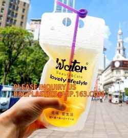 stand up reclosable drinking pouches cold drink Zip lockk bag with straw,Beveragereusable Kids Snack Zip Lock Juice Drink