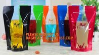 stand up reclosable drinking pouches cold drink Zip lockk bag with straw,Beveragereusable Kids Snack Zip Lock Juice Drink