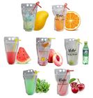biodegradable eco-friendly FDA clear juice sealed drink pouches translucent reclosable hand held zipper plastic drinking