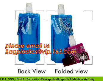 Stand up foldable water spout pouches /bottle bags,Climbing Plastic Foldable Water Bottle Collapsible Bag For Drinking