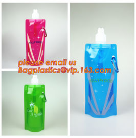 portable foldable water bottle / folding water bag,BPA Free Stand Up Spout Portable Foldable Water Bottle/Bag With Carab