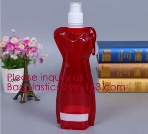 Environmental Cartoon Foldable Water Bottle Bag,BPA Free Plastic Custom Logo Printed Bottle Foldable Drinking Collapsibl