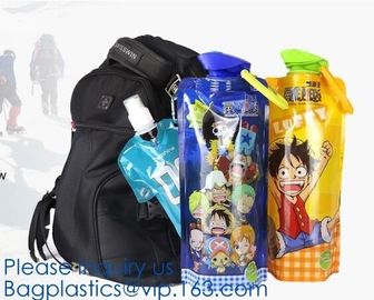 Custom Logo Printed Bottle Foldable Drinking Collapsible Water Bag,16oz BPA free collapsible water bottle foldable water