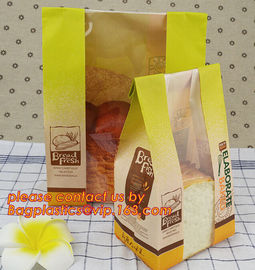 Logo Printable Food Grade Kraft Paper Bakery Bags with Windo, Custom Design Foldable Anti-Microbial Bakery Paper Bag wit