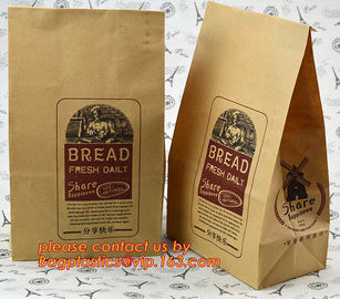 Customize 3 Side Visible Clear Window Offset Printing Bakery Bags, Customize V Bottom with Clear Window Food Grade Toast