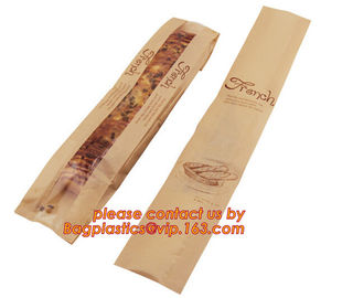 Clear Window bleached kraft paper bag bread bag, paper kraft bag, French Baguette bread paper bag, Long Size Toast Bags