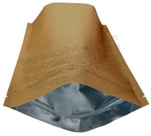 100% Food Grade Customized Recyclable Eco Zipper Eight Side Sealed Biodegradable Paper Bag For Food Packing, Brown kraft