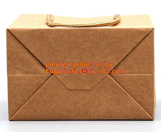 Recycle eco friendly Brown flat bottom shopping kraft paper bag With Paper Handle, Recyclable luxury style printed gift