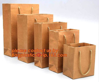 Recycle eco friendly Brown flat bottom shopping kraft paper bag With Paper Handle, Recyclable luxury style printed gift