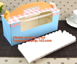 decorative personalized paper cake boxes, Custom artpaper handle cake box with PVC window, wedding cake boxes with handl