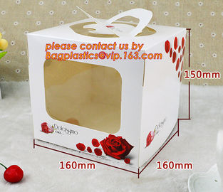 Disposable paper cardboard birthday cake boxes, Food packaging white cardboard paper bakery cake box with good quality