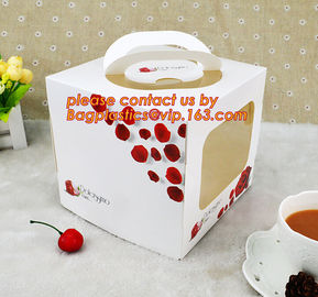 Disposable paper cardboard birthday cake boxes, Food packaging white cardboard paper bakery cake box with good quality