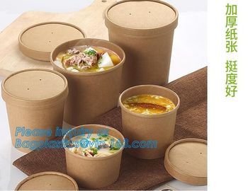 Disposable kraft paper soup cup_Double wall disposable hot coffee kraft paper soup cup_Easy Take away cups lid spoon