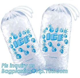 Ldpe disposable Plastic drawstring 10 Lb ice bags, Reusable FDA Safe Food Grade Plastic Drawstring Ice Bag, Heavy Duty C