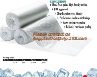 ICE BUCKET LINERS, FDA APPROVED, CLEAR BAG FOR GREAT DISPLAY, HEAVY DUTY, TUFF STRENGTH, LEAKAGE RESIST, PAC, BAG, PACKS