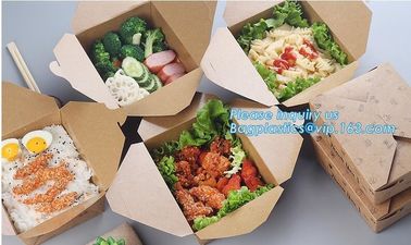 High Quality Custom PE Coated Disposable Kraft Paper Lunch Box,Rectangle Folding Take Away Boxes/Lunch Box/Kraft Paper F