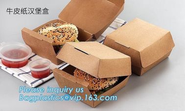 Eco Friendly Kraft Paper Takeaway Box Custom Food Packaging with Handle,Food Grade Paper Packing Burger Box, bagease pac