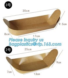 Disposable brown kraft paper boat paper food tray,Latest design food grade cardboard food fold paper boat trays bagease