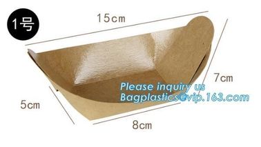 Disposable brown kraft paper boat paper food tray,Latest design food grade cardboard food fold paper boat trays bagease