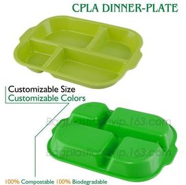 biodegradable plastic melamine fast food 5 compartment divided lunch, hospital food plate, custom disposable food storag