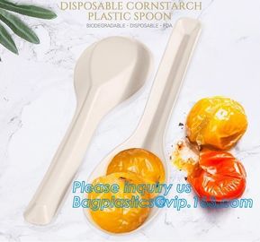 6 inch Tea/Soup/ice cream/tasting spoons Eco-friendly tableware corn starch spoons Disposable yogurt spoons bagease pack