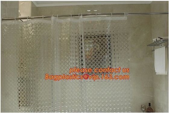 TRANSPARENT CIRCLE LINES, TRANSPARENT , polyester shower curtain and matching mat waterproof custom bath bathroom shower