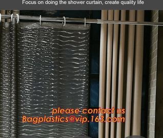 Shower Curtain 180X180 cm Waterproof Peva Material incl. 12 oval Shower Rings, decorative Dobby printing shower curtain