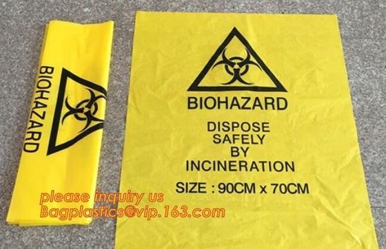 biodegradable biohazard eco bag, PE poly Biohazard Medical Waste Disposable Bag, Extra large capacity biohazard drawtape