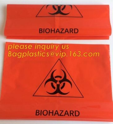 Biohazard Garbage Bag for hospital Waste, Biohazard medical waste Plastic Bags For clinical Disposal, HDPE biodegradable