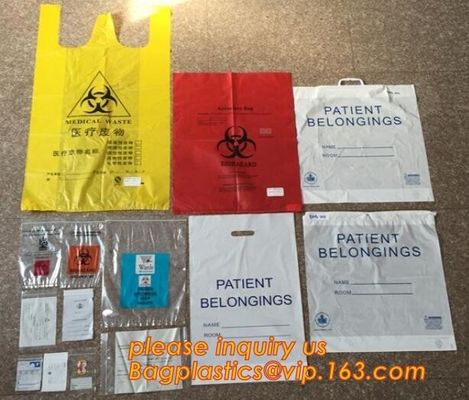 LDPE drawstring type biohazard waste garbage bag, HDPE drawstring type biohazard waste garbage bag, isolation infectious