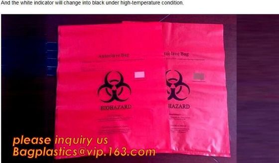 Durable plastic Biohazard Bags for medical waste, biohazard specimen transport poly bag, hazardous waste yellow plastic