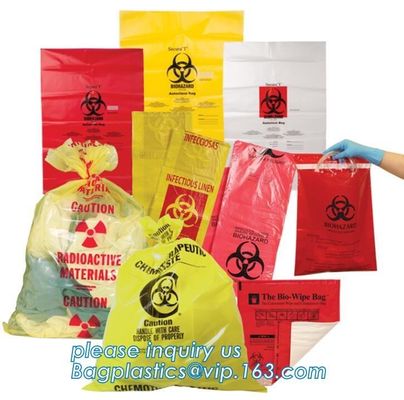 Medical Biohazard Waste Bags for Hosptial, PE Flat disposable biohazard garbage bag / waste bag / trash bag, bagplastics