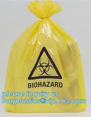 Biohazard sterilization disposable medical bag, garden waste bag, Yellow Medical Waste Bag for Hospital Garbage, bagplas