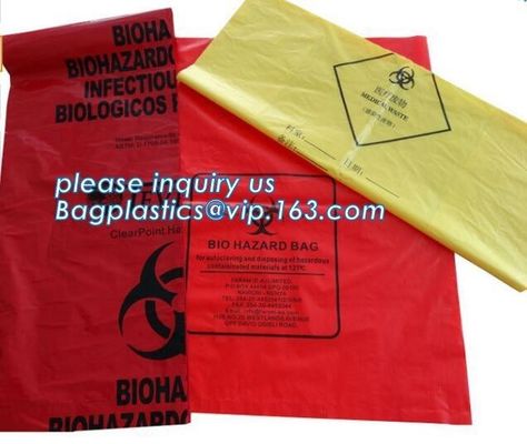 Biodegradable Medical Biohazard Waste Bag- Cheap Price, LDPE Medical Biohazard Waste Plastic Trash Bags, pocket biohazar