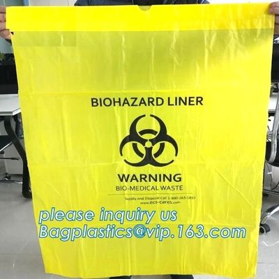 Disposable Hospital Medical Waste garbage Biohazard Collection Bags, Plastic pe medical biohazard waste bag, Yellow bioh