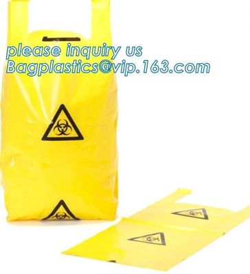 Disposable Hospital Medical Waste garbage Biohazard Collection Bags, Plastic pe medical biohazard waste bag, Yellow bioh