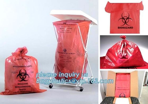 Biohazard Medical Waste Plastic Trash Bag For Hospital, biohazard specimen bag Zip lockk bag, pharmacy use bags for hospit