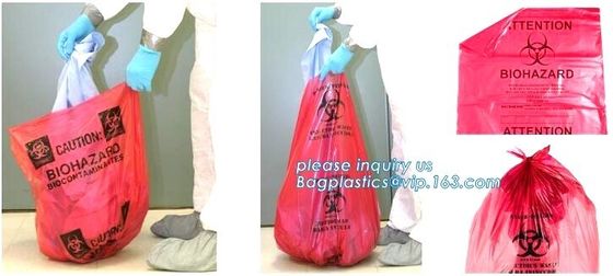 Biohazard Medical Waste Plastic Trash Bag For Hospital, biohazard specimen bag Zip lockk bag, pharmacy use bags for hospit