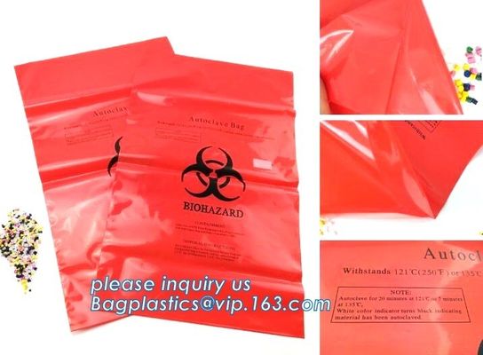 Medical Specimen Bag with Zip lockk pounch, biohazard infectious waste bag/bio hazard medical waste bin liner, bagplastics