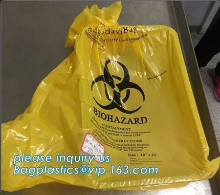 Biohazard liner bags, drawstring liner, drawtape liner, clinical, medical, hospital, healthcare, medication, supplies