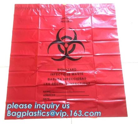 Customized plastic biohazard medical waste drawstring bag, Drawstring Biohazard Bags,Durable Autoclave Medical Packaging