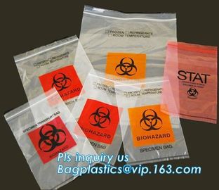 LDPE poly lab biohazard specimen bags with Zip lockk closure, biohazard specimen bags laboratory transport bags with docum