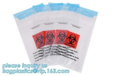 LDPE poly lab biohazard specimen bags with Zip lockk closure, biohazard specimen bags laboratory transport bags with docum