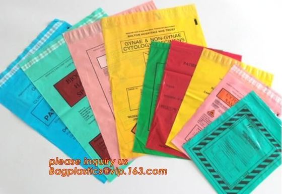 Biohazard Specimen Bag with Document Pouch, Industrial waste disposal, biodegradable waterproof plastic Zip lockk poly pe