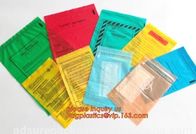Biohazard Specimen Bag with Document Pouch, Industrial waste disposal, biodegradable waterproof plastic Zip lockk poly pe